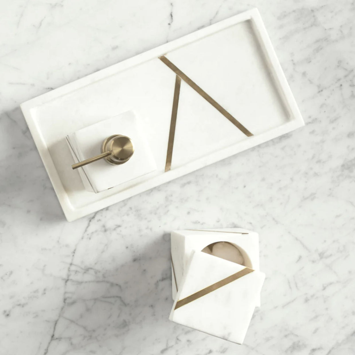 Marble Brass Bath Accessories